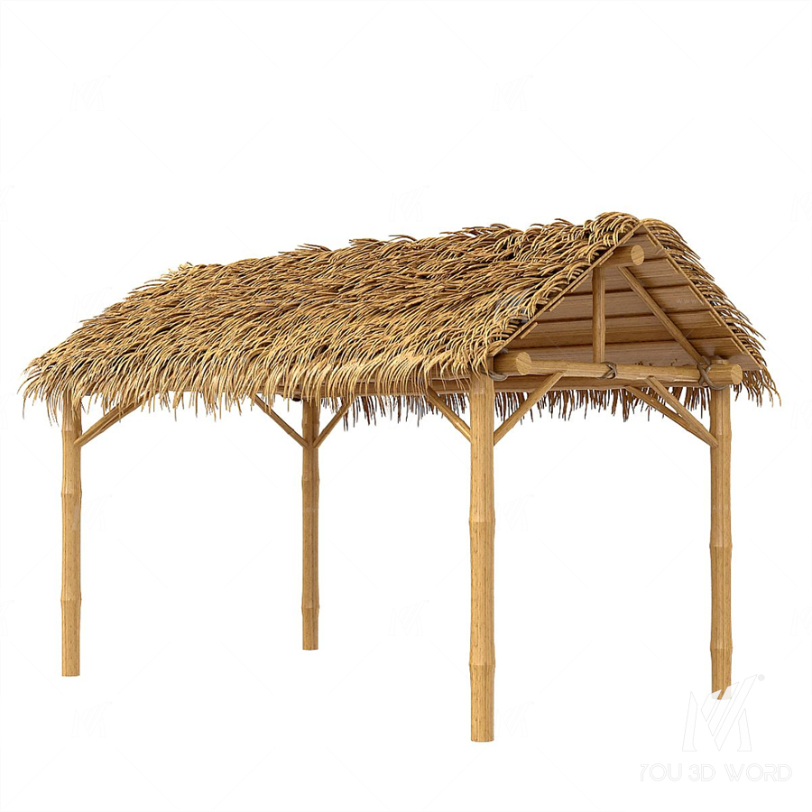 Bamboo shelter beach canopy 4 corner